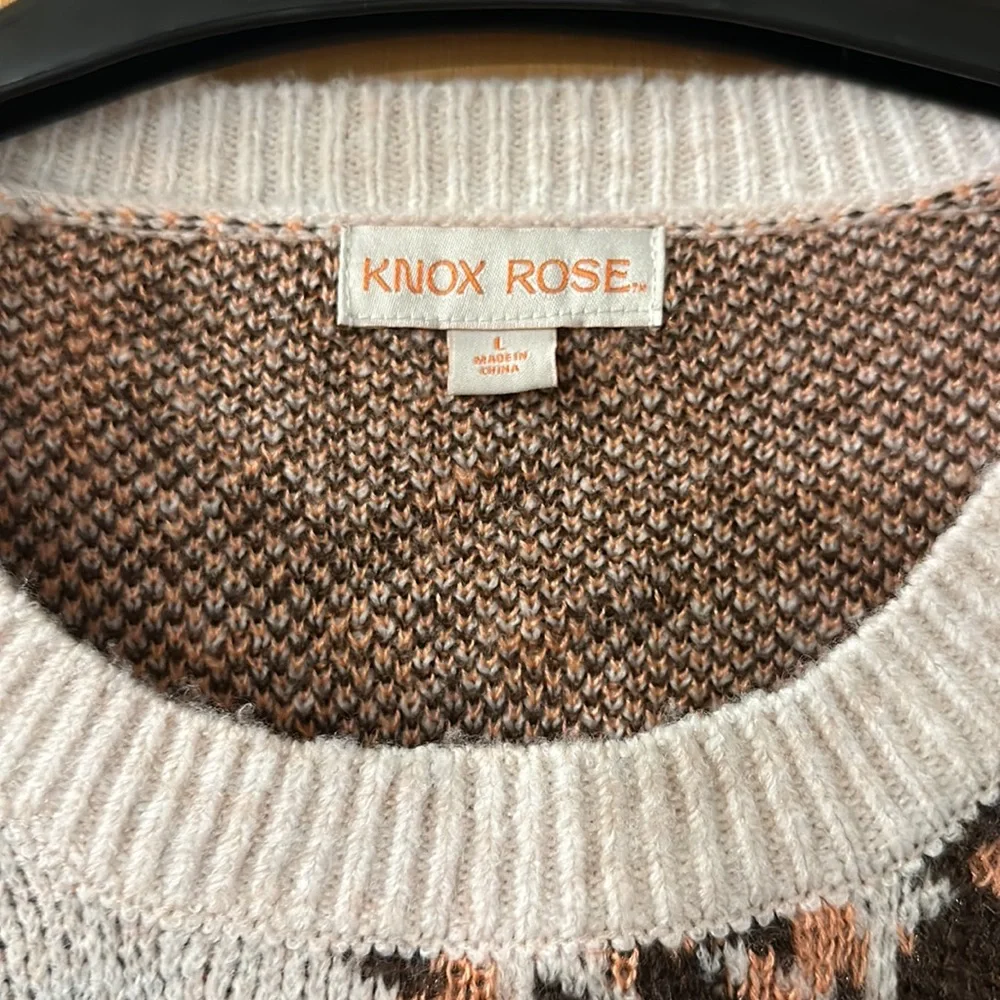 Knox Rose Women’s Floral Crew Neck Sweater Soft 2022 Rust Cream Size Large